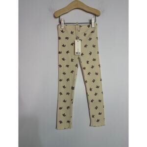 Rylee + Cru cream ribbed leggings with a floral print Sz 4/5 NWT